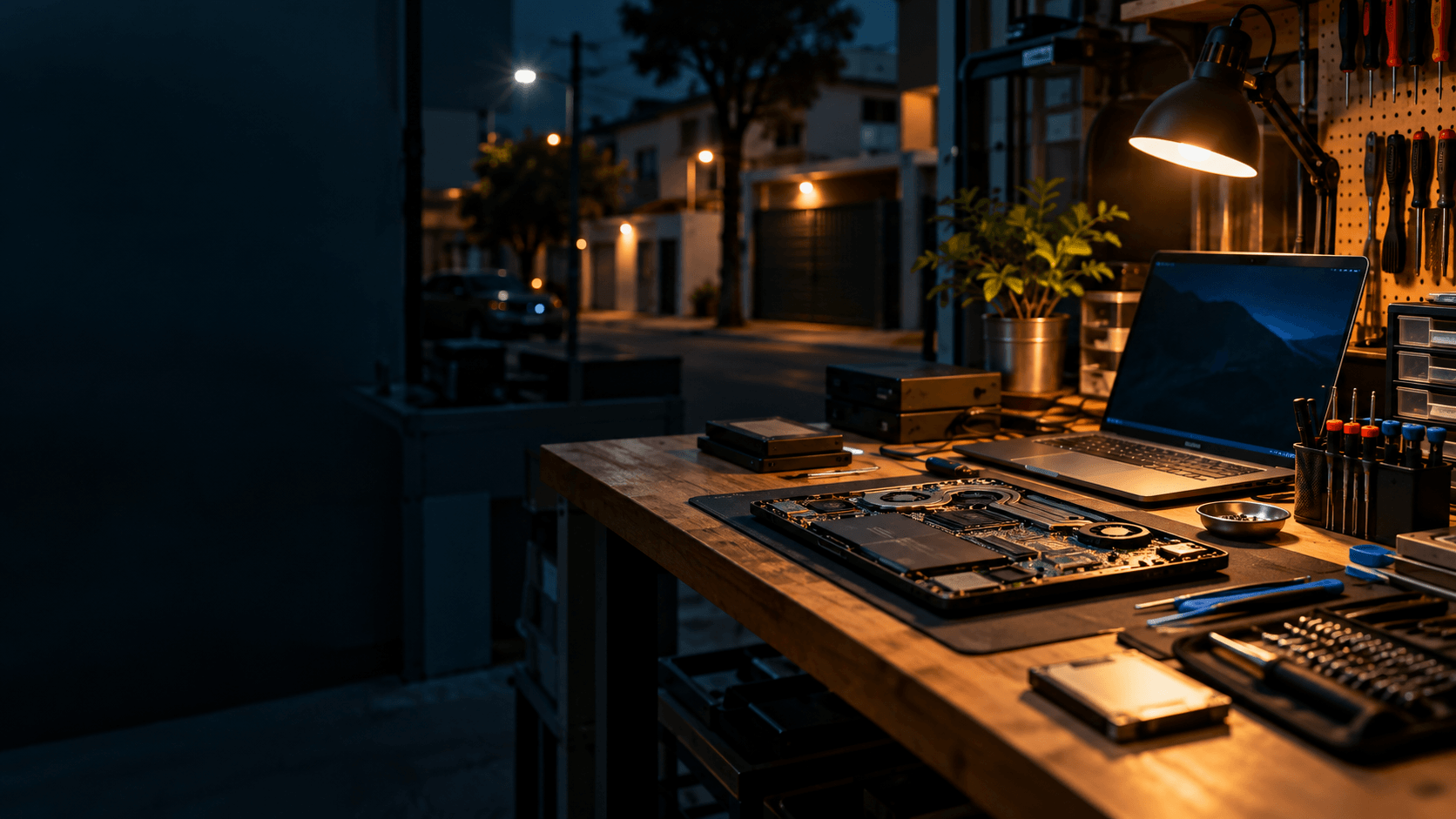 Bancada de manutenção de computadores em atendimento local